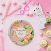 Citrus Vrijgezellenfeest Tea Party Sinaasappel Roz Papieren Bordje (Feest)