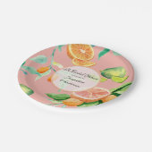 Citrus Vrijgezellenfeest Tea Party Sinaasappel Roz Papieren Bordje (Gekanteld)