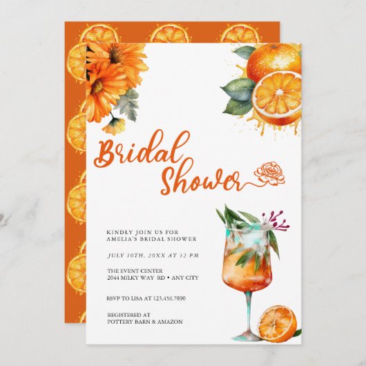 citrus | VRIJGEZELLENFEEST WATERVERF Kaart (Voorkant / Achterkant)