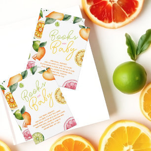 Citrus Vrucht Baby Shower Boek Verzoek Informatiekaartje