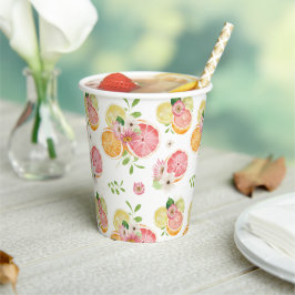 Citrus Vruchten Bruiloftsfeest Papieren Bekers