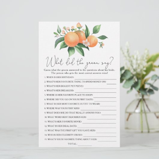 Citrus - Wat zei de bruidegom tegen het bruidsspel (Staand voorkant)