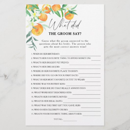 Citrus - Wat zei de bruidegom tegen het bruidsspel (Voorkant)
