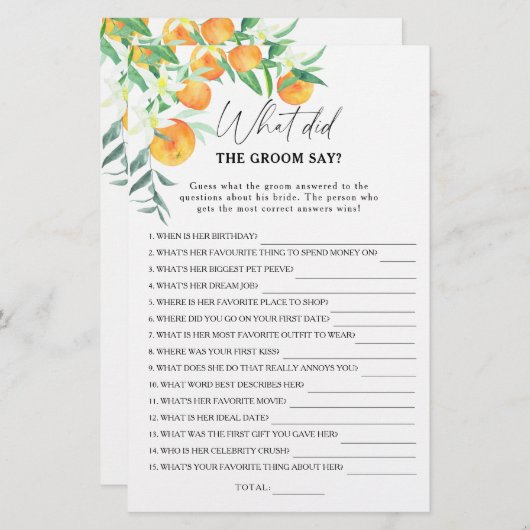 Citrus - Wat zei de bruidegom tegen het bruidsspel (Voorkant / Achterkant)