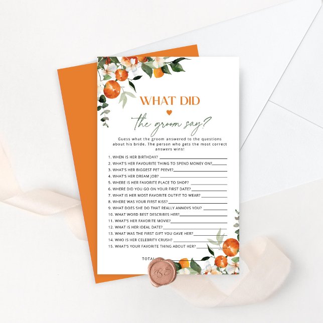 Citrus Wat zei de bruidegom vrijgezellenfeest spel (Creator heeft geüpload)