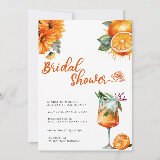 Citrus | Watercolor Bruiloftsfeest Kaart (Voorkant)