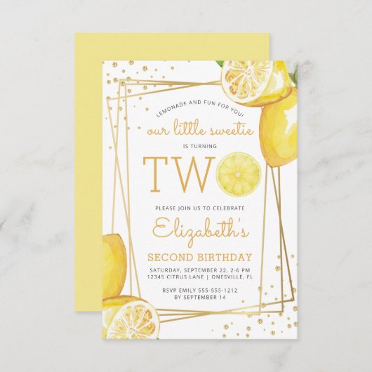 Citrus Waterverf 2e verjaardag Kaart (Voorkant / Achterkant)