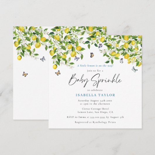 Citrus Waterverf Baby Sprinkle Kaart (Voorkant / Achterkant)