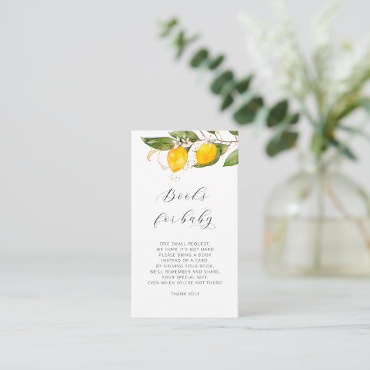 Citrus Waterverf Book Request Baby shower Informatiekaartje (Staand voorkant)
