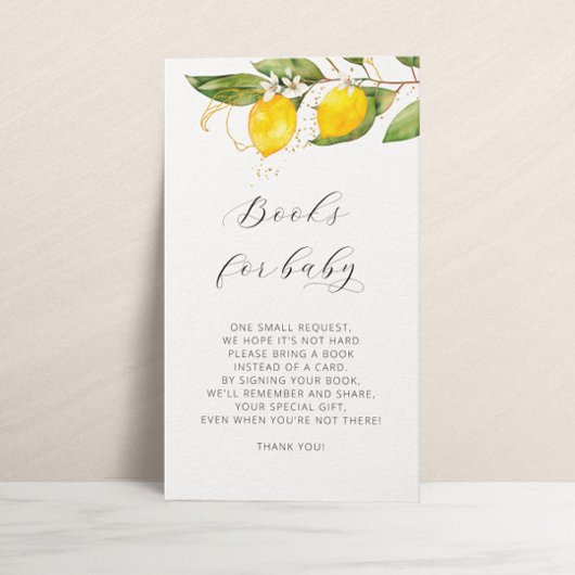 Citrus Waterverf Book Request Baby shower Informatiekaartje