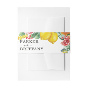 Citrus Waterverf Botanical Wedding Persoonlijk Uitnodigingen Wikkel