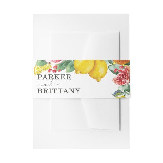 Citrus Waterverf Botanical Wedding Persoonlijk Uitnodigingen Wikkel (Voorkant Voorbeeld)