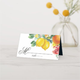 Citrus Waterverf Botanical Wedding Plaatskaartje