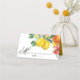 Citrus Waterverf Botanical Wedding Plaatskaartje