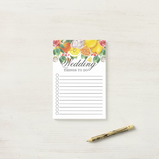 Citrus Waterverf Botanical Wedding Post-it® Notes (Op bureau)