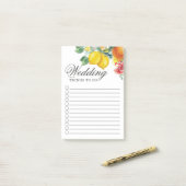 Citrus Waterverf Botanical Wedding Post-it® Notes (Op bureau)