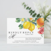 Citrus Waterverf Botanical Wedding RSVP Kaartje (Staand voorkant)