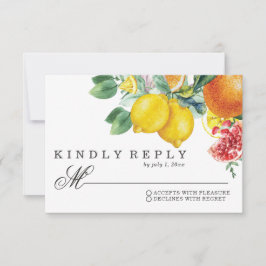 Citrus Waterverf Botanical Wedding RSVP Kaartje