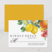 Citrus Waterverf Botanical Wedding RSVP Kaartje (Voorkant / Achterkant)