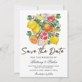 Citrus Waterverf botanische bruiloft foto Save The Date