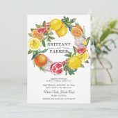 Citrus Waterverf botanische krans bruiloft Kaart (Staand voorkant)