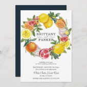 Citrus Waterverf botanische krans bruiloft Kaart (Voorkant / Achterkant)
