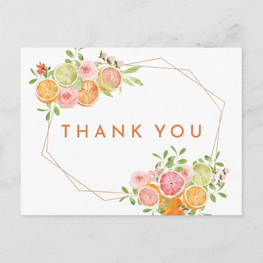 Citrus Waterverf bruiloft dank u Briefkaart (Voorkant)