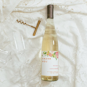 Citrus Waterverf bruiloft dank u Wijn Etiket