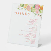 Citrus Waterverf Bruiloft Drinken Menu Reclamebord Met Voetstuk (Voorkant)