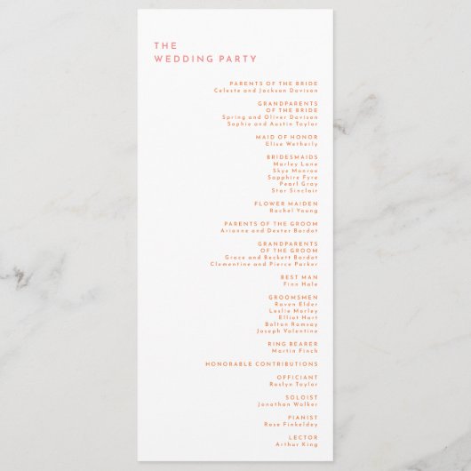 Citrus Waterverf Bruiloft Flat Programmakaart (Achterkant)