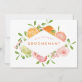 Citrus Waterverf Bruiloft Groomsman Voorstel Kaart (Voorkant)