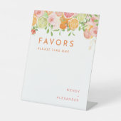 Citrus Waterverf bruiloft gunsten Reclamebord Met Voetstuk (Voorkant)