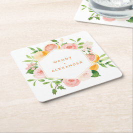 Citrus Waterverf bruiloft Kartonnen Onderzetters