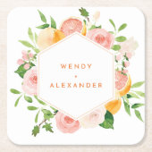 Citrus Waterverf bruiloft Kartonnen Onderzetters (Voorkant)