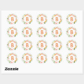 Citrus Waterverf Bruiloft Monogram Envelop Afdicht Ronde Sticker (Vel)