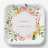 Citrus Waterverf bruiloft Papieren Bordje (Voorkant)