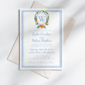 Citrus Waterverf Crest, Chinoiserie Wedding Kaart