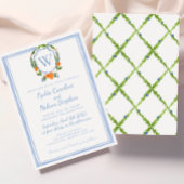 Citrus Waterverf Crest, Chinoiserie Wedding Kaart