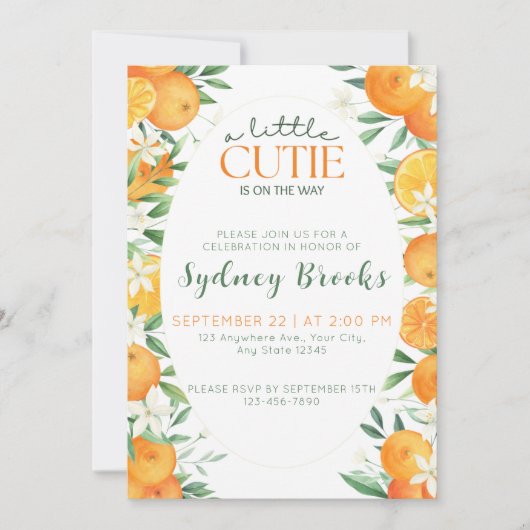 Citrus Waterverf Cutie Op de Weg Baby shower Kaart (Voorkant)