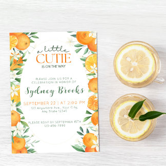 Citrus Waterverf Cutie Op de Weg Baby shower Kaart