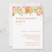 Citrus Waterverf Engagement Party Foto Kaart (Voorkant)