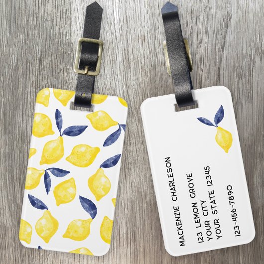 Citrus Waterverf gepersonaliseerd Bagagelabel