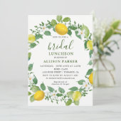 Citrus Waterverf Lemon Bridal Luncheon Invitation Kaart (Staand voorkant)