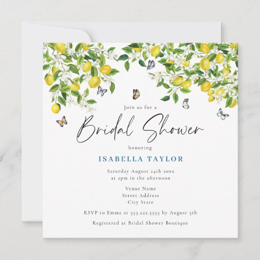 Citrus Waterverf Lemon Vrijgezellenfeest Kaart (Voorkant)