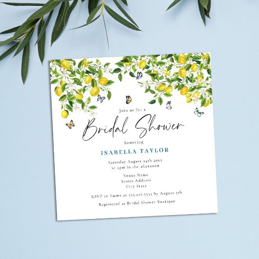 Citrus Waterverf Lemon Vrijgezellenfeest Kaart