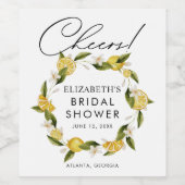 Citrus Waterverf Lemon Vrijgezellenfeest Wijn Etiket (Enkel label)