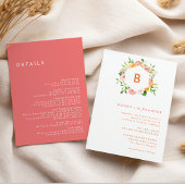 Citrus Waterverf Monogram Bruiloft Details en Kaart