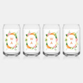 Citrus Waterverf Monogram Crest Bridal Party Blikvorm Glas (Voorkant)