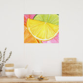 Citrus Waterverf schilderen, Limoen, Lemon, Sinaas Poster (Keuken)