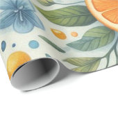 Citrus Waterverf Sinaasappel Fruit Botanische Zome Cadeaupapier (Rol Hoek)